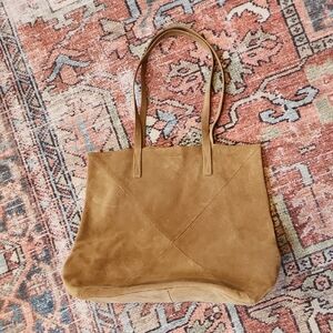 NWOT Mango Tan 100% Leather Tote Bag